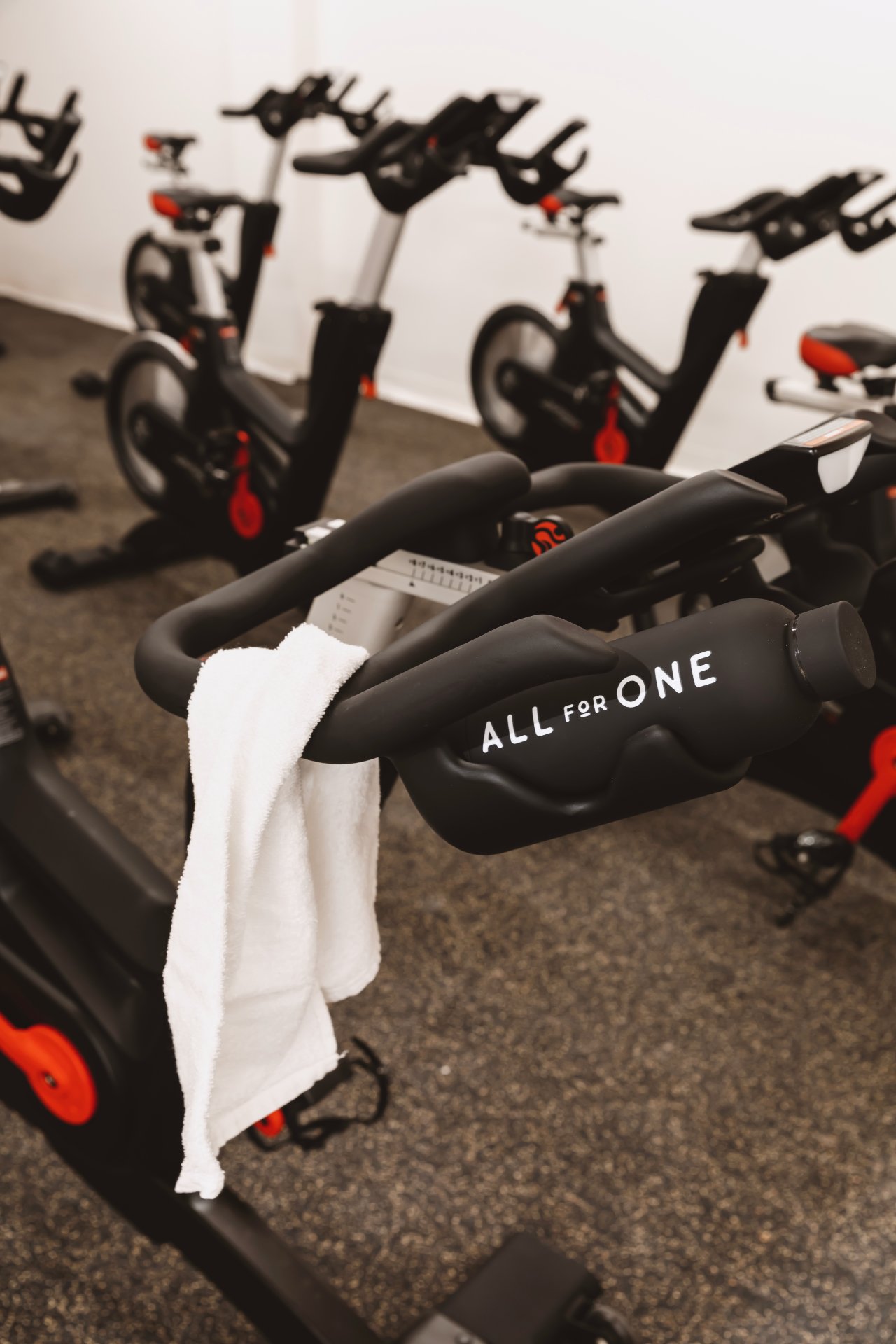 A spin class in progress at All for One